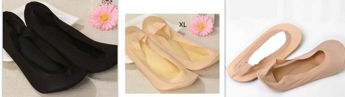 3D Arch Foot Massage Health Care Women Summer Socks Ice Silk Socks Shallow Mouth Silica Gel Invisible Slippers Feet Care