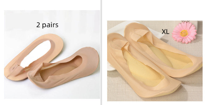 3D Arch Foot Massage Health Care Women Summer Socks Ice Silk Socks Shallow Mouth Silica Gel Invisible Slippers Feet Care