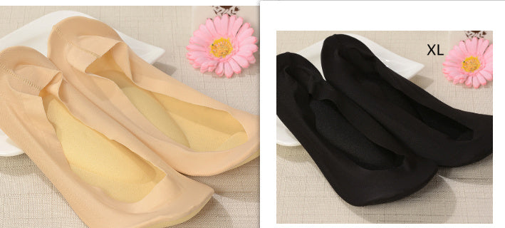 3D Arch Foot Massage Health Care Women Summer Socks Ice Silk Socks Shallow Mouth Silica Gel Invisible Slippers Feet Care