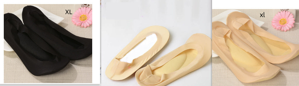 3D Arch Foot Massage Health Care Women Summer Socks Ice Silk Socks Shallow Mouth Silica Gel Invisible Slippers Feet Care