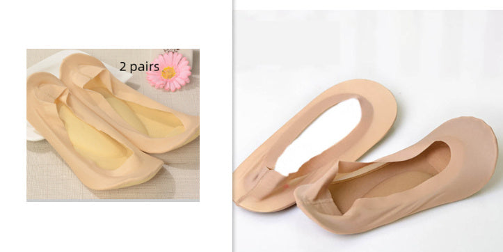 3D Arch Foot Massage Health Care Women Summer Socks Ice Silk Socks Shallow Mouth Silica Gel Invisible Slippers Feet Care