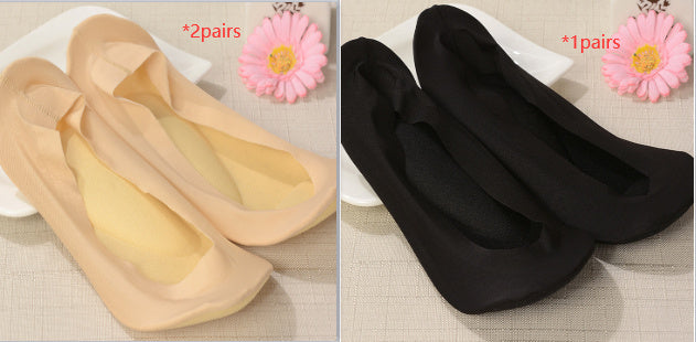 3D Arch Foot Massage Health Care Women Summer Socks Ice Silk Socks Shallow Mouth Silica Gel Invisible Slippers Feet Care