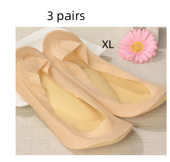 3D Arch Foot Massage Health Care Women Summer Socks Ice Silk Socks Shallow Mouth Silica Gel Invisible Slippers Feet Care