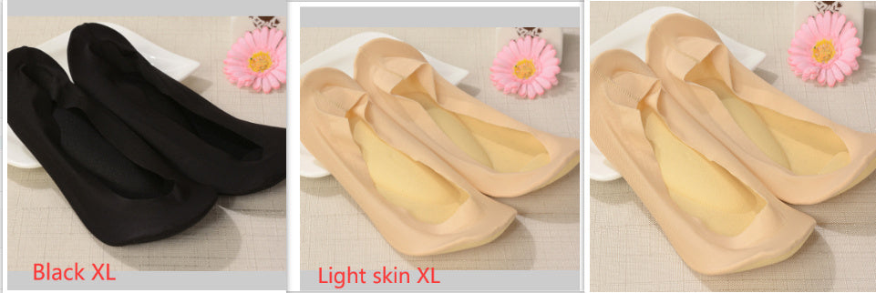 3D Arch Foot Massage Health Care Women Summer Socks Ice Silk Socks Shallow Mouth Silica Gel Invisible Slippers Feet Care