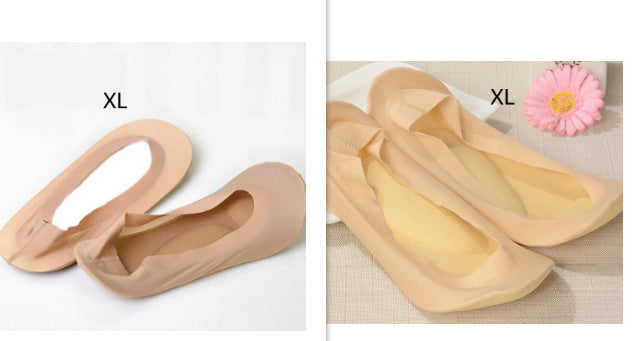 3D Arch Foot Massage Health Care Women Summer Socks Ice Silk Socks Shallow Mouth Silica Gel Invisible Slippers Feet Care
