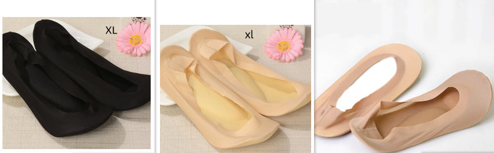 3D Arch Foot Massage Health Care Women Summer Socks Ice Silk Socks Shallow Mouth Silica Gel Invisible Slippers Feet Care