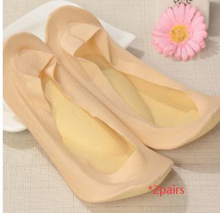 3D Arch Foot Massage Health Care Women Summer Socks Ice Silk Socks Shallow Mouth Silica Gel Invisible Slippers Feet Care