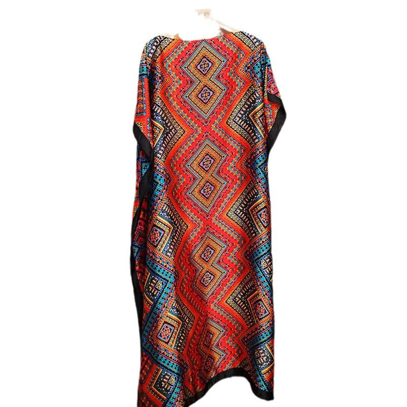 Women's Split Shawl With Contrast Color Pattern Malay Clothing