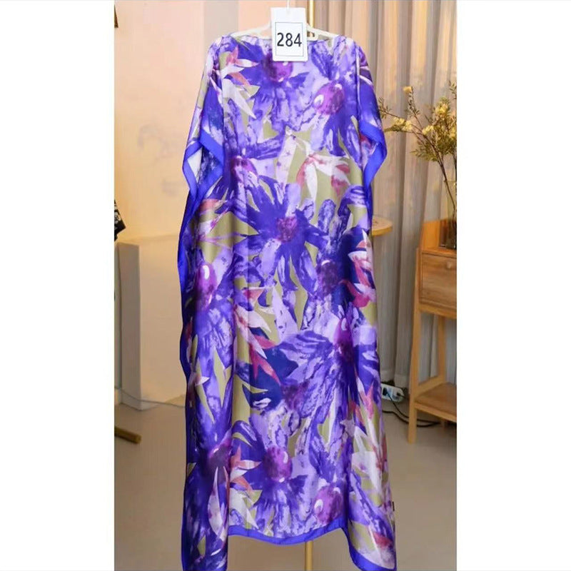 Women's Split Shawl With Contrast Color Pattern Malay Clothing