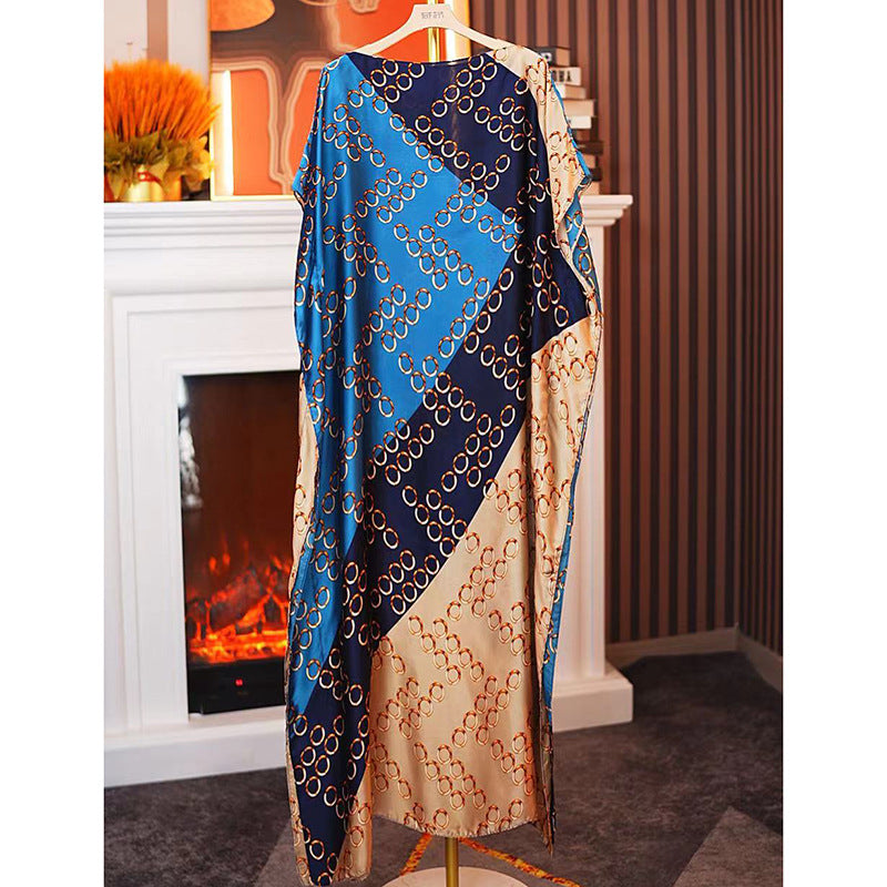 Women's Split Shawl With Contrast Color Pattern Malay Clothing