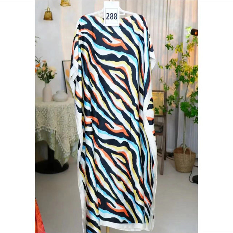 Women's Split Shawl With Contrast Color Pattern Malay Clothing
