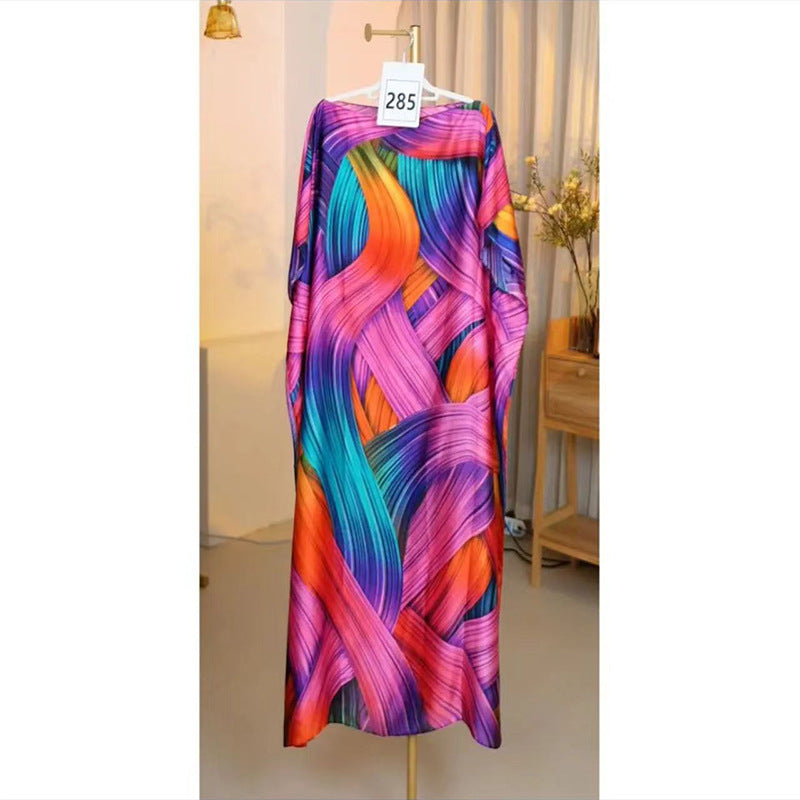 Women's Split Shawl With Contrast Color Pattern Malay Clothing