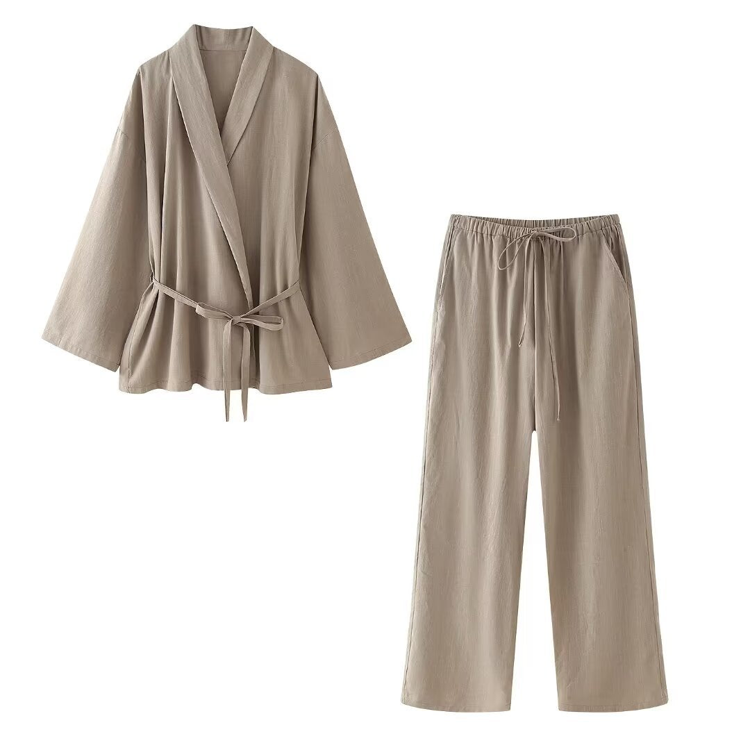 Women's Texture Double Breasted Kimono Coat
