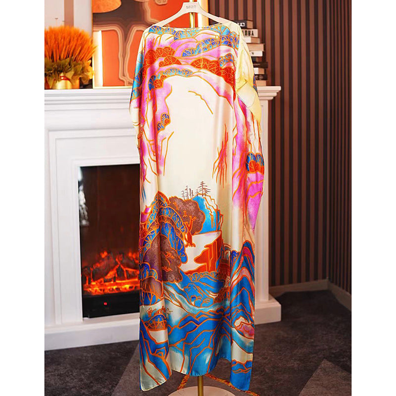 Women's Split Shawl With Contrast Color Pattern Malay Clothing