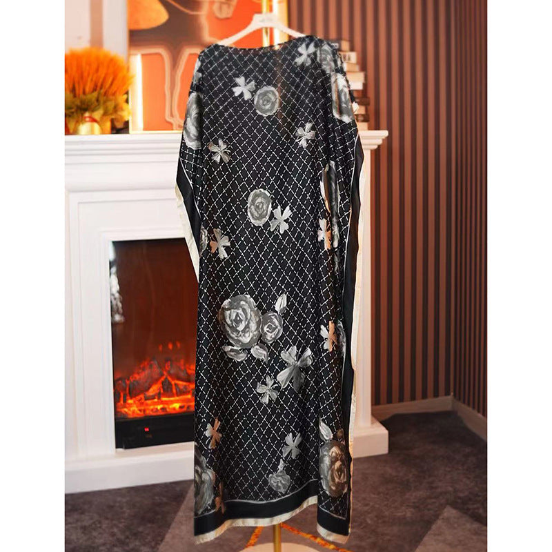 Women's Split Shawl With Contrast Color Pattern Malay Clothing