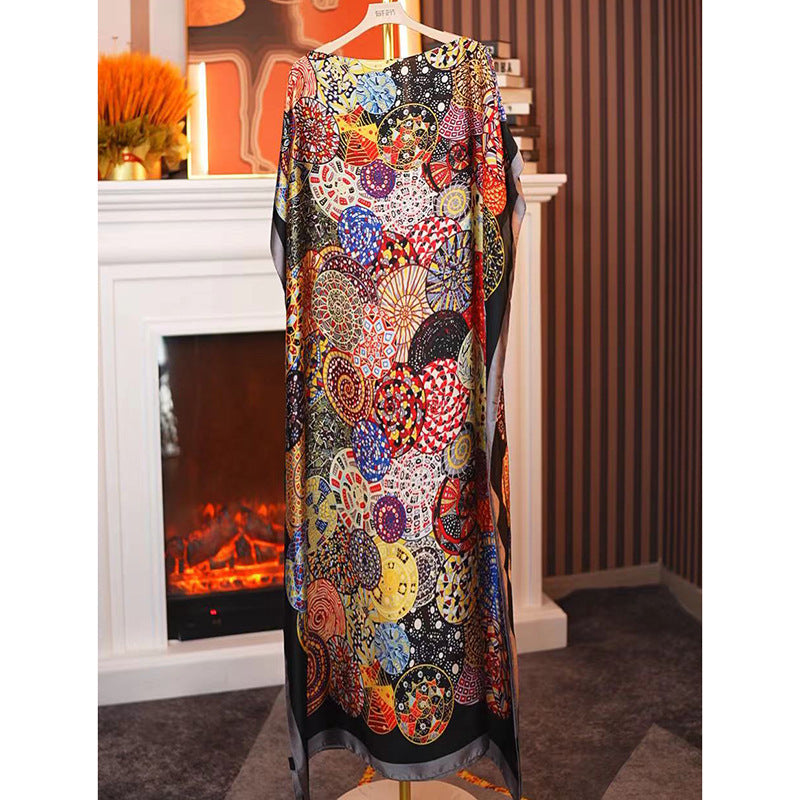 Women's Split Shawl With Contrast Color Pattern Malay Clothing