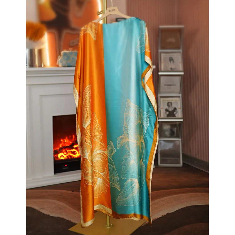 Women's Split Shawl With Contrast Color Pattern Malay Clothing