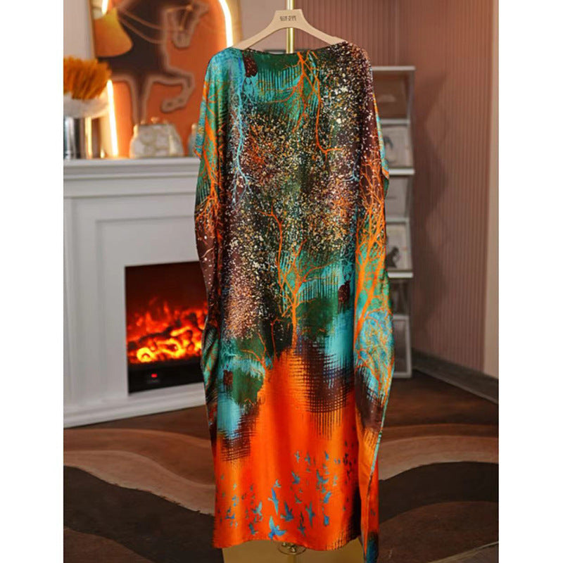 Women's Split Shawl With Contrast Color Pattern Malay Clothing