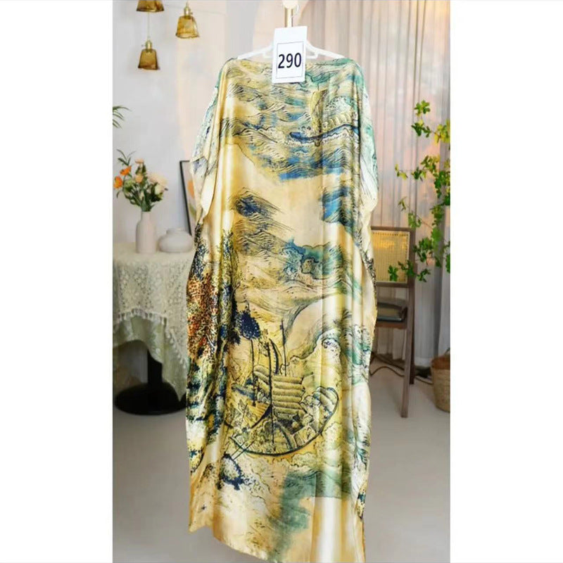 Women's Split Shawl With Contrast Color Pattern Malay Clothing