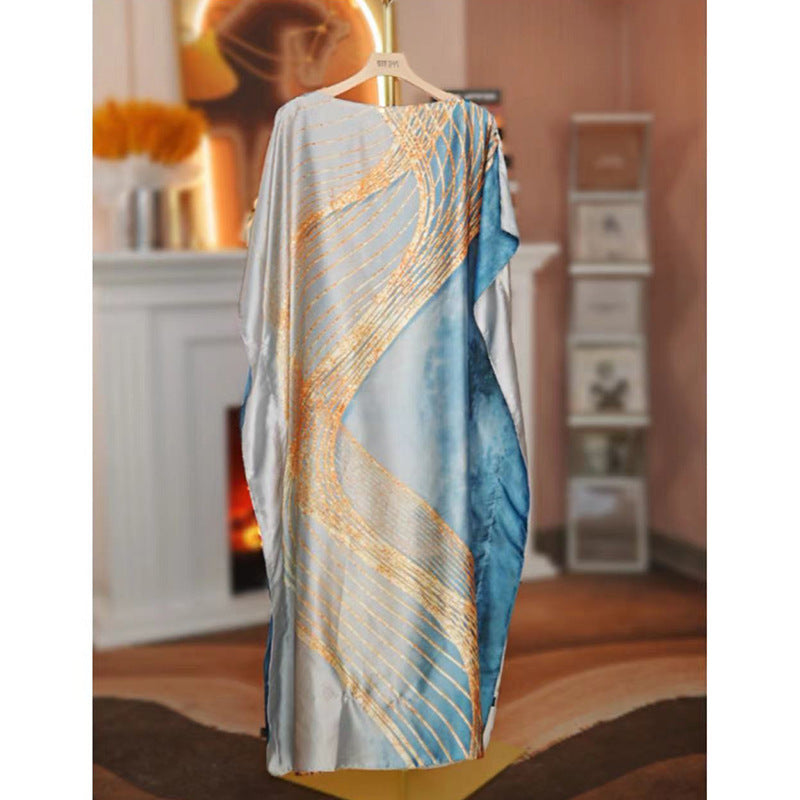 Women's Split Shawl With Contrast Color Pattern Malay Clothing