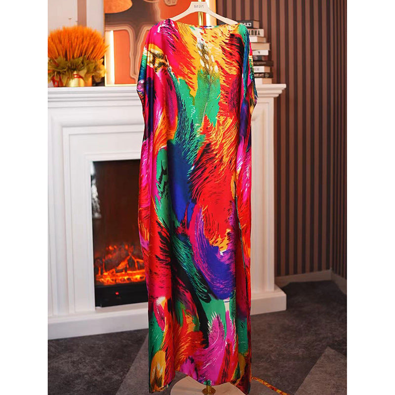 Women's Split Shawl With Contrast Color Pattern Malay Clothing