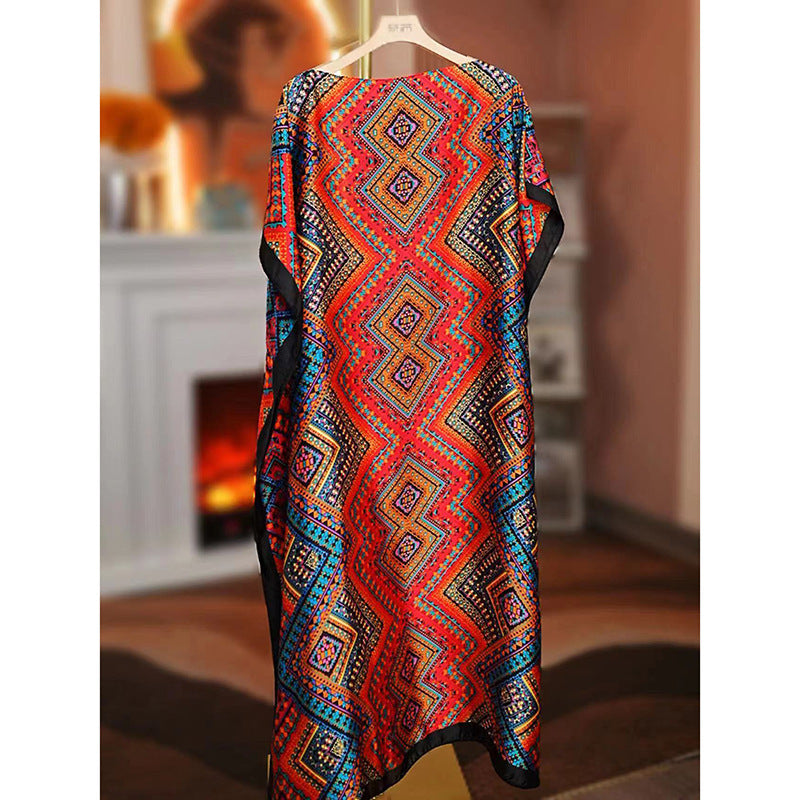 Women's Split Shawl With Contrast Color Pattern Malay Clothing