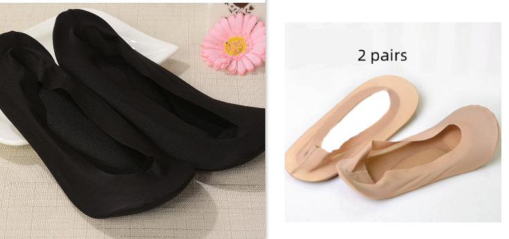 3D Arch Foot Massage Health Care Women Summer Socks Ice Silk Socks Shallow Mouth Silica Gel Invisible Slippers Feet Care