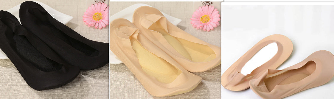 3D Arch Foot Massage Health Care Women Summer Socks Ice Silk Socks Shallow Mouth Silica Gel Invisible Slippers Feet Care
