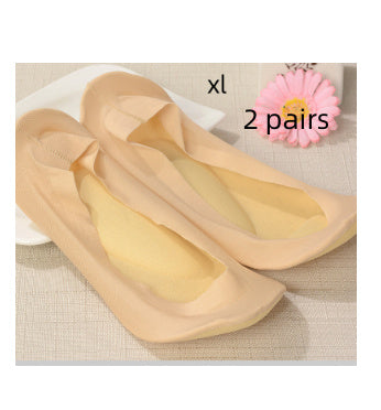 3D Arch Foot Massage Health Care Women Summer Socks Ice Silk Socks Shallow Mouth Silica Gel Invisible Slippers Feet Care