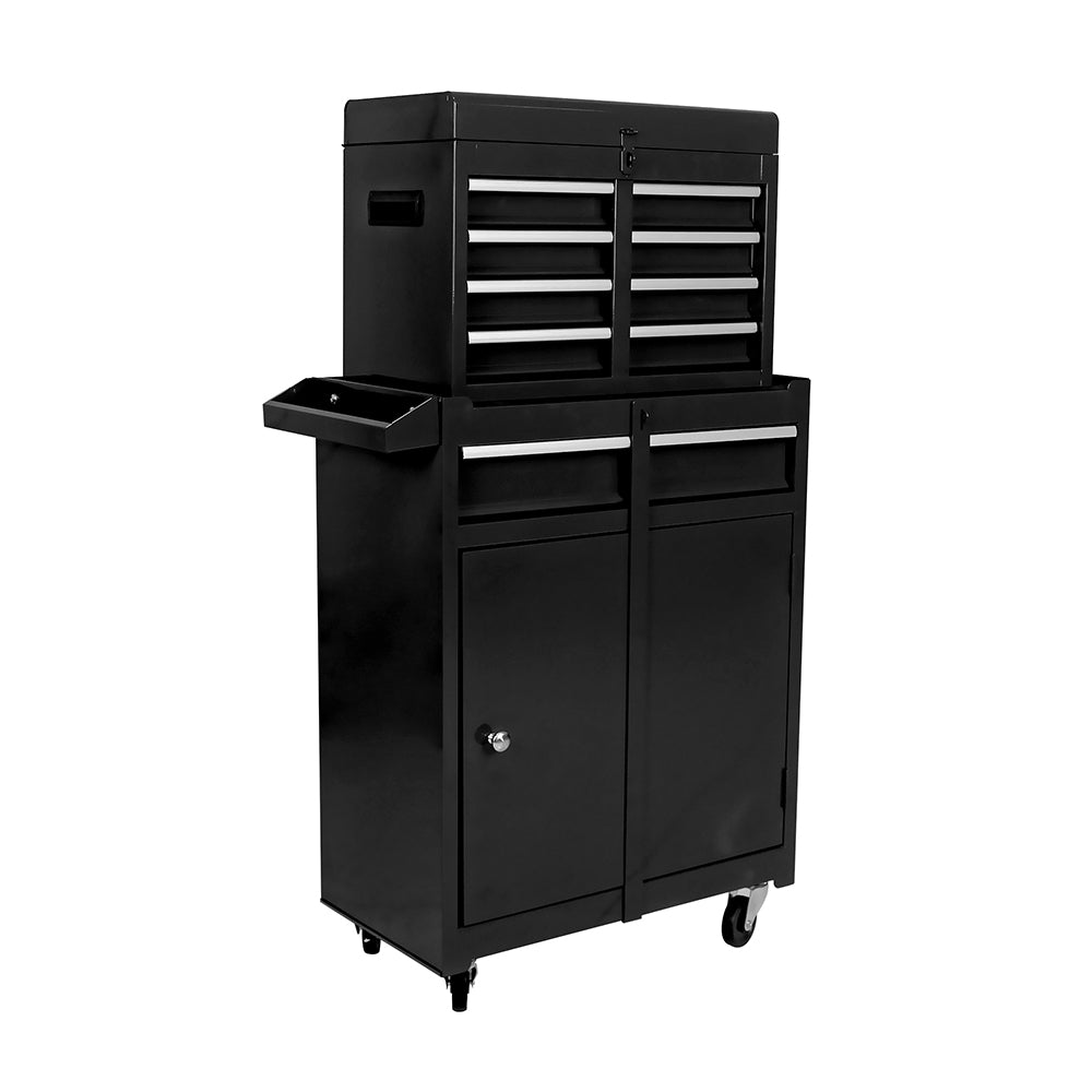 5-Drawer Tool Chest with Adjustable Shelf and Cabinet - Black