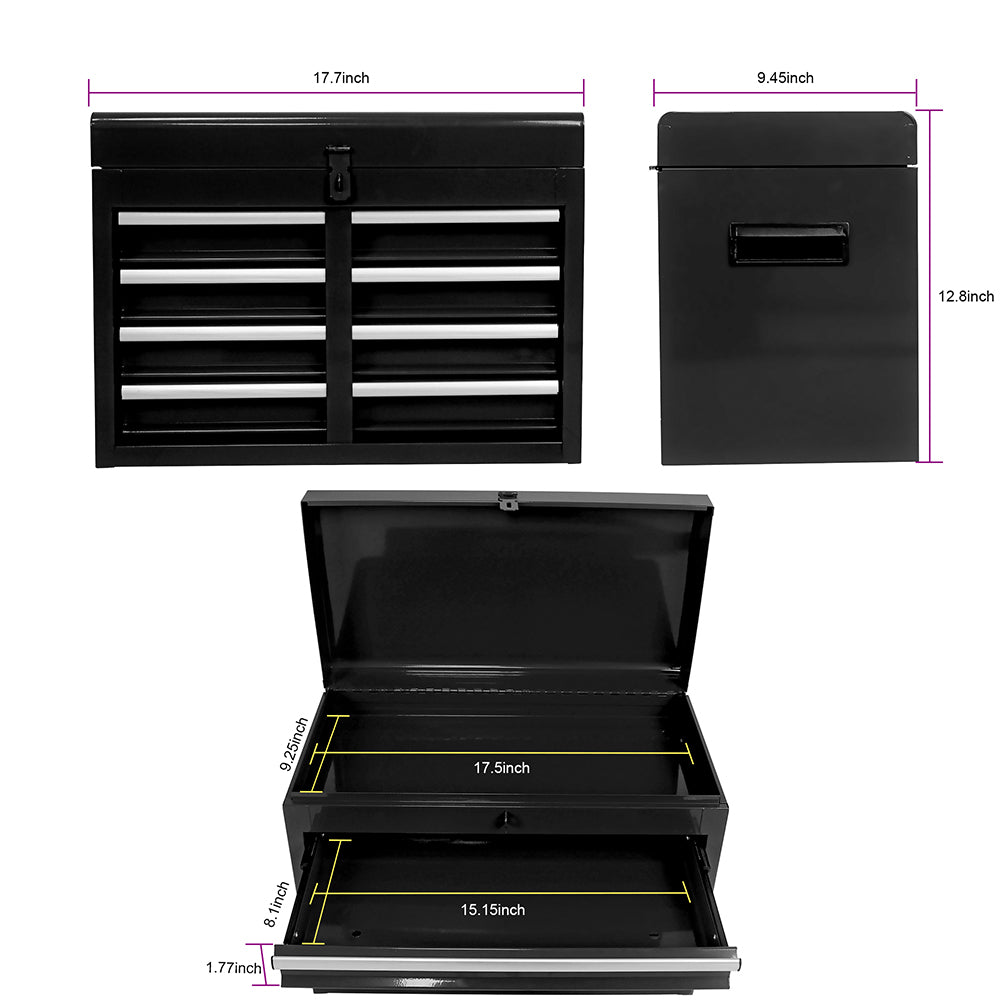 5-Drawer Tool Chest with Adjustable Shelf and Cabinet - Black