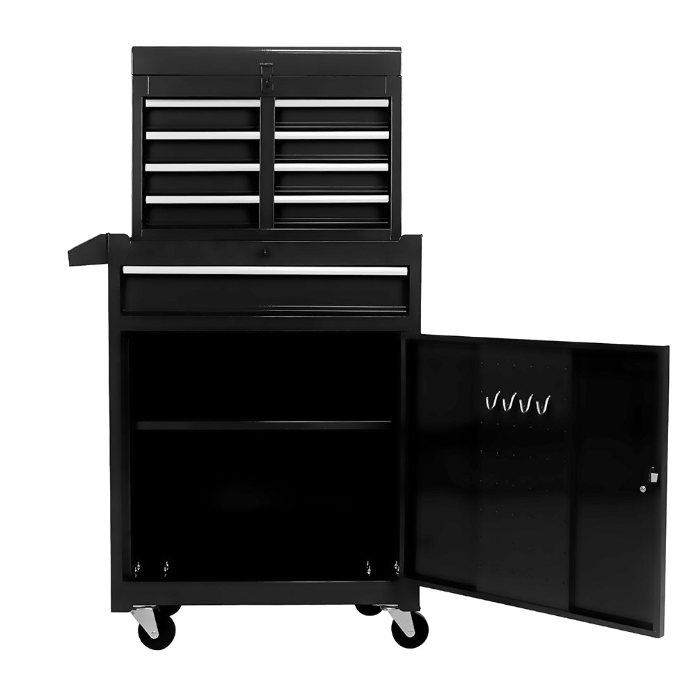 5-Drawer Tool Chest with Adjustable Shelf and Cabinet - Black