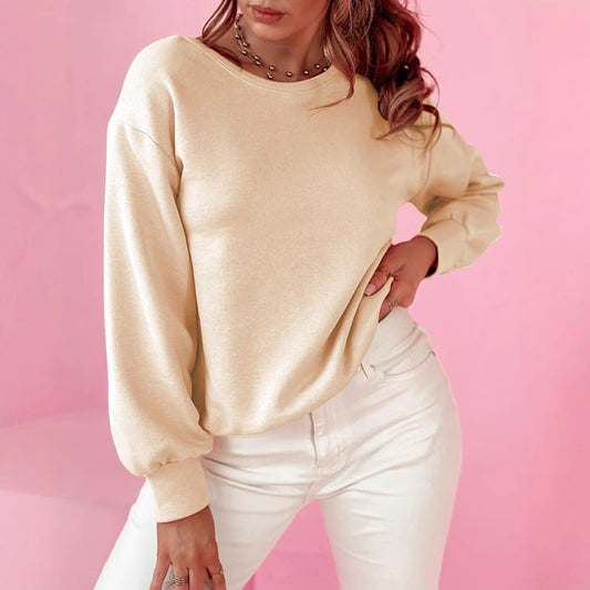 Apricot Bow Backless Round-neck Sweater