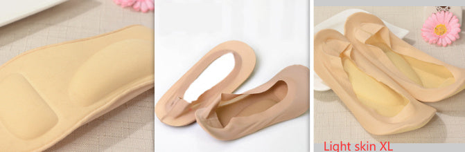 3D Arch Foot Massage Health Care Women Summer Socks Ice Silk Socks Shallow Mouth Silica Gel Invisible Slippers Feet Care
