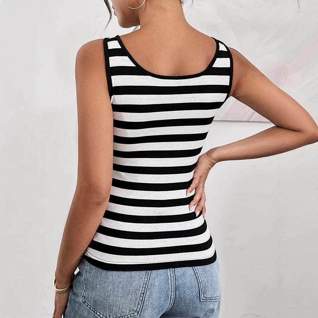 Women's Summer Striped Casual Cross Belt Simple Vest