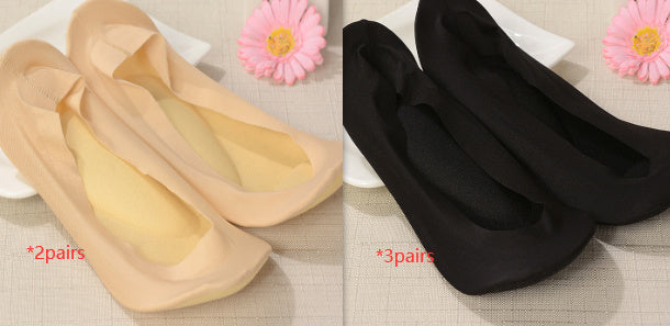 3D Arch Foot Massage Health Care Women Summer Socks Ice Silk Socks Shallow Mouth Silica Gel Invisible Slippers Feet Care