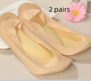 3D Arch Foot Massage Health Care Women Summer Socks Ice Silk Socks Shallow Mouth Silica Gel Invisible Slippers Feet Care
